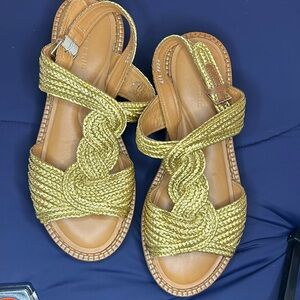 Robert Clergerie gold  platform sandels brand new !